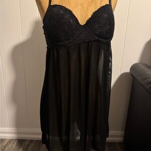 Elegant Black Lace Babydoll Dress
